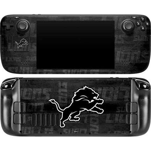 NFL Detroit Lions Black & White Steam Deck Handheld Gaming Computer Skin